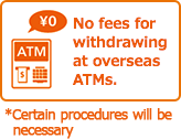 No fees for withdrawing at overseas ATMs.