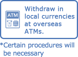 Withdraw in local currencies at overseas ATMs.