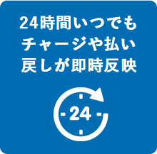 24時間いつでもチャージや払い戻しが即時反映